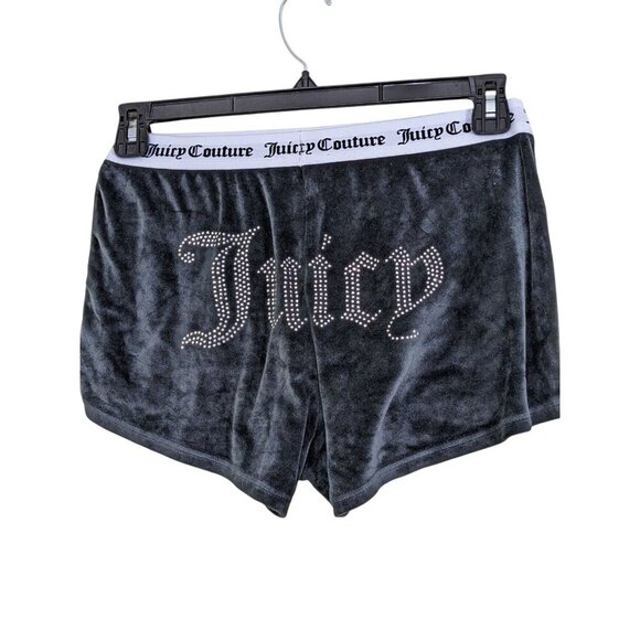Juicy Couture Sleep Shorts Womens XL Black Velour Lounge Stretch Bling Logo - Picture 1 of 3
